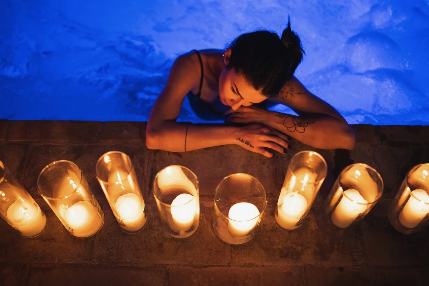 Candlelit thermal pool